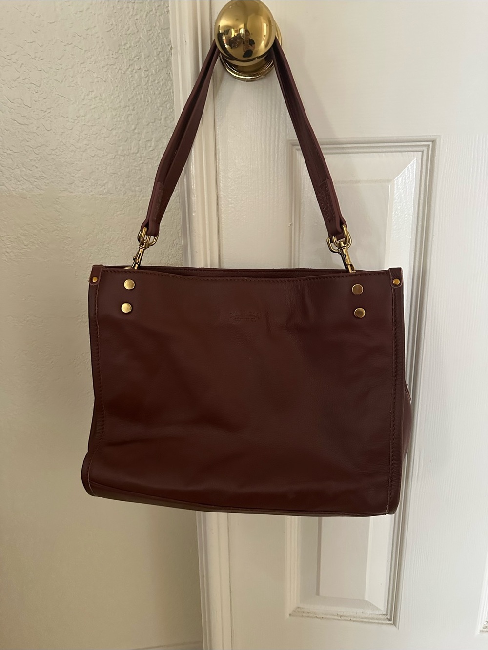 American Leather co. Shoulder Bag in Dark Brown with Gold Hardware